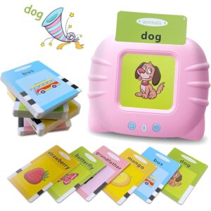 Toddler Talking Flash Cards for 1 2 3 4 5 Year Old Boys and Girls - Language Sensory Learning Device with 224 Sight Words - Montessori,Pocket Speech Therapy,Autism Toys,Christmas Birthday Gift - Pink -50%