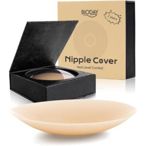 Seamless Invisible Nipple Covers for Women, 2 Pairs Reusable Ultra-thin Sticky Silicone Pasties, Washable Adhesive Breast Petals with Travel Case for Daily Wedding Swimwear Strapless Outfits -70%