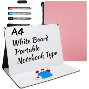 Portable White Board Small Dry Erase Board, 9" x 12" Double Sided Folding Whiteboards with 3 Pens, A4 Reusable Notebook with Storage Mesh Bag for Study, Meeting, Draft, Notes, Doodling -50%