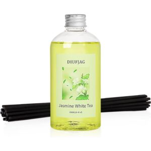 茉莉白茶扩散器，含20根黑纤维棒，200毫升用于家庭必需品浴室扩香器，最长可达60天-50%