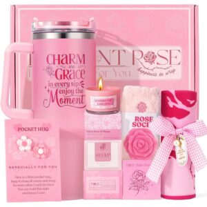 Pink Gifts for Womens Self Care Essentials Gift Set - Pink Birthday Gifts Box for Women Spa Gift Basket for Mom Sister Best Friend Work Friend, Gift Package for Women Pampering Gifts w/ 40oz Tumbler -48%