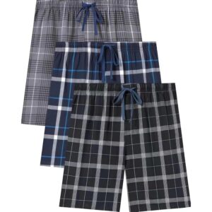 Jveyvth Men's Plaid Pajama Shorts Relaxed Fit Lounge Pants with Drawstring and Button Open Fly 3 Pack -55%