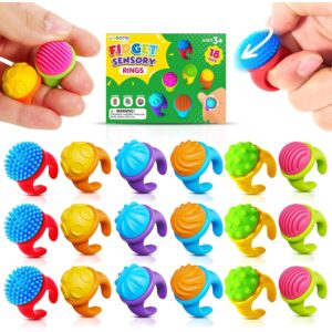 Fidget Toys Sensory Rings for Kids: 18 Pack Textured Spinner Rings - Fidget Sensory Toys for Autism ADHD Special Needs Classroom - Fidgets for Easter Basket Fillers Egg Stuffers -60%