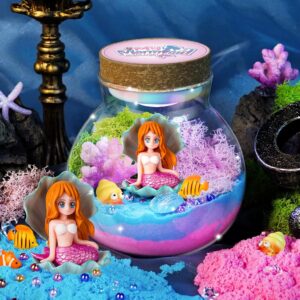 Winnrok Mermaid Terrarium Kit for Girls - DIY Night Light Craft with 13-Color LED, Remote & Timer. Ideal Easter Basket Stuffers, Birthday Gift for Kids Ages 4-8-12. Create Underwater Garden -50%