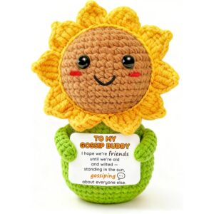 Krinisou Funny Friendship Gift for Women – Crochet Sunflower “to My Gossip Buddy”, Cute Birthday Gift for Best Friend or Bestie, Sweet Long-Distance Present -50%