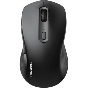 TECKNET Bluetooth Mouse, [ USB + BT1 + BT2 ] Wireless Mouse for Laptop, Silent Click, Ergonomic Design, 4800 DPI Computer Mice Wireless, Dual Mode for Laptop, Computer, iPad, MacBook -50%