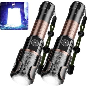 SKYFIRE Rechargeable Flashlights with Ignition Lens: 2 Pack High Lumens Tactical Flashlight LED Zoomable with 6 Modes IPX6 Handheld Powerful Flash Light for Hunting, Storm preparedness,Home&Gifts -50%