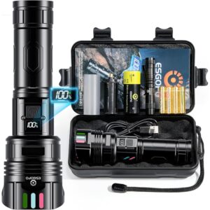 Super Bright Flashlight 100000 High Lumens Rechargeable,Powerful Long Distance 3280ft Strong LED Flash Lights,Long Lasting 10H LCD Digital USB Discharging Function,Focus & Brightness Adjustable -67%