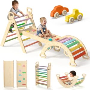 BlueWood Pikler 三角套装带安全把手，可折叠7合1蒙特梭利幼儿攀爬玩具室内 -53%