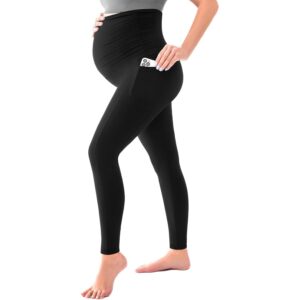 SINOPHANT 女士孕妇紧身裤带口袋，孕妇瑜伽裤 黑色 L -58%