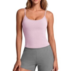 G4Free Camisole with Built in Bra Spaghetti Strap Removable Padded Camisoles Yoga Workout Athletic Ballet Top (Blush,XL) -50%