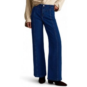 PEIHOT Wide Leg Jeans for Women High Waisted Straight Leg Stretchy Jeans Seamed Paneling Denim Pants Fall Dark Blue -50%
