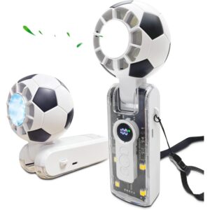 Aprilmin Portable Handheld Turbo Fan with Ice Cooling,rechargeable soccer fan,Powerful 5 Speeds LED 180°Foldable, Up to 10Hrs, outdoor activities,commuting and office use (Withe)  -50%