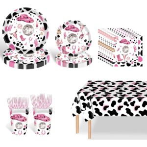 Cowgirl Birthday Party Decorations, Disco Cowgirl Party Supplies Tableware - Includes Plates, Napkins, Cups, Forks, Tablecloth for Western Cowgirl Party Decorations, Serve 24 -75%