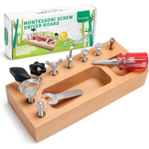 TenFans Montessori Busy Board for Toddlers 3-5 Years, Wooden Screwdriver Activity Board, Fine Motor Skills & Sensory Development Toy, Preschool Learning & Travel​​ -40%