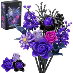GEVINST Flowers Bouquet Building Set, Artificial Purple Roses Botanical Collection for Adults Women, Gothic Home Decor - Christmas Birthday Valentines Day Gift (822 PCS) -52%