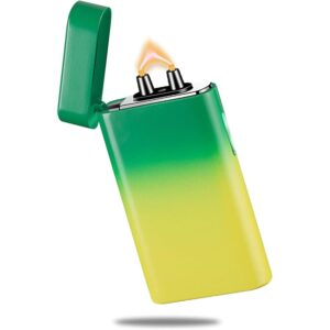 RSBYE Electric Lighter Rechargeable Arc Lighter USB C Electronic Plasma Lighters Metal Chargeable Lighters with LED Dazzling Power Display Design for Outdoor, Camping, BBQ (YellowGreen) -52%