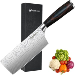 Nanbone Nakiri 7英寸锋利肉刀和蔬菜厨房刀 大马士革亚洲厨师刀 -66%
