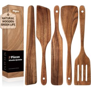 KLYRO 5 PCS 木制铲子套装，天然柚木烹饪用勺，不粘锅具安全厨房用具套装 -45%