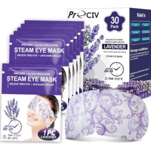 30 Packs Lavender Steam Eye Mask - Heated Eye Mask for Dark Circles and Puffiness Warm Eye Mask for Dry Eye Mask Relief Eye Fatigue Headache Hot Sleep Eye Mask for Disposable Moist Heat Eye Compress -50%