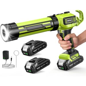 Taskstar Electric Caulking Gun 21V, Upgraded Brushless Cordless Caulking Gun with 2 x 2.0Ah Batteries, 250KG Thrust, LED Light, Anti-Drip,10 OZ Battery Power Caulk Gun Tool for Filling, Sealing -43%