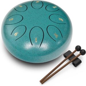 REGIS Steel Tongue Drum 6 Inch 8 Notes, Rain Drum Style Calming Percussion Instrument for Relaxation & Meditation, Musical Gift for Adults & Beginners(malachite) -50%