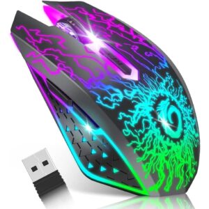 VersionTECH. Wireless Gaming Mouse, Rechargeable Computer Mouse Mice with Colorful LED Lights, Silent Click, 2.4G USB Nano Receiver, 3 Level DPI for PC Gamer Laptop Desktop Chromebook Mac-Black -58%