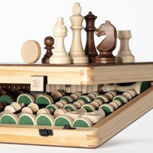 A&A 15" Magnetic Wooden Chess Set/Folding Board / 3" King Height German Knight Staunton Chess Pieces/Mahogany & Maple Inlaid /2 Extra Queen 48%OFF