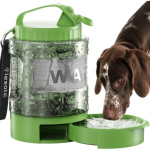 lesotc Dog Travel Water Bottle Portable with Pull-Out Drinking Bowl, 77oz Large Travel Water Bowl Dispenser for Dogs Camping Essentials Hiking Beach Road Trip Park Walking On The Go Must Haves, Green -30%