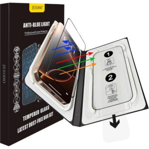 JESOHO屏幕保护贴适用于iPhone 16 pro和iPhone 17，蓝光阻挡，防碎高清钢化玻璃 2 Pack -50%