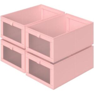 亚麻衣柜收纳篮4件套(可折叠/粉色/大号） 50%OFF