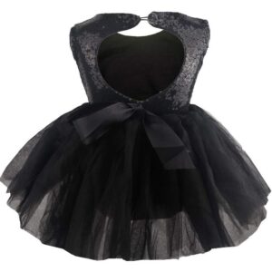 Toddler Girl Baby Lace Flower Sequin Tutu Dress Tulle Pageant Wedding Party Formal Girls Dresses Black 0-6M -30%