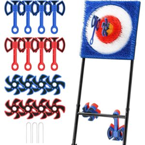 A11N SPORTS Axe Throwing Game with Steel Frame and Bristle Target, Safe Indoor Outdoor Target Game Set, Adjustable Height Yard Game with Axes & Stars for Backyard, Lawn, or Party Play (Blue/Red) -50%
