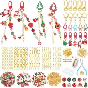 Ecoofor 251 Pcs Christmas Keychain Making Kit for Adults — Includes 20 Keychain Clips, 25 Extender Chains, 81 Charms, Beading Accessories, Jewelry Pliers — DIY Bag Charms & Jewelry Craft Kit -50%