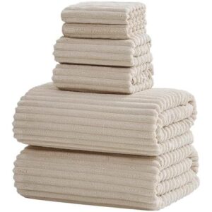 6件套浴巾组合(2大浴巾+2手巾+2面巾/30x60寸/米色) 50%OFF