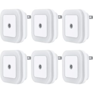 Uigos LED Night Light Lamp with Smart Sensor Dusk to Dawn Sensor, Daylight White, 0.5W Plug-in, 6-Pack -40%
