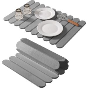 Extral Large Quick Dry Stone Drying Mat for Kitchen Counter,24"(L)x16"(W) Collapsible Eco-Friendly Absorbent Diatomaceous Earth Mat for Dishes Cups,Dish Drying Mats (Medium gray-Ellipse, 24x16 inch) -61%
