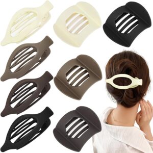 Obeoby 8 PCS 女性平爪夹，两种类型 法式扁发夹 发饰 发夹 大号中号（中性色）-50%
