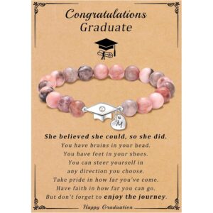 Sistble 8th Grade Graduation Gifts Class of 2026 Teen Gifts Trendy Stuff 5th Grade Graduation Gift M Initial Bracelets for Her 2026 High Middle School Zebra Stone Jewelry -40%