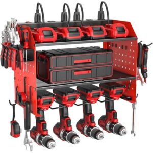 红色重型电动工具收纳架（带充电站 51%OFF