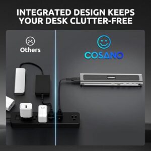 COSANO 100W MacBook Pro Docking Station - Aluminum Mac mini Stand & USB-C Hub with 4K HDMI - Universal Dock for Apple Devices with 100W Built-in Power + Double-Ended USB-C Cable + AC Power Cable 50%OFF