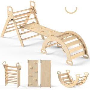 BlueWood Pikler三角套装、幼儿木质攀爬玩具室内7合1攀爬器 -50%