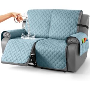 TAOCOCO 100% Waterproof Recliner Covers, Recliner Sofa Covers with Leg Straps, Reversible Recliner Couch Cover for Reclining Chair, Washable Couch Protector for Pets Kids(2 Seater, Sky Blue) -68%