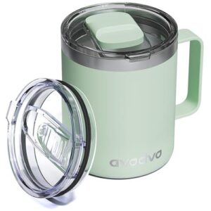 avodvo 12oz Insulated Coffee Mug with Lid – Includes Two Lids 50%OFF