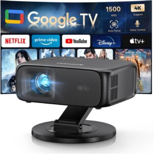 SOPYOU 1500ANSI Google TV 智能投影仪，自动对焦和 Keystone，带支架 -52%