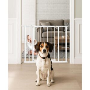 Baby Gate for Stairs, 28.5"-40" Adjustable Width, 30" Height, Dog Gate for Doorways with Pressure & Wall Mount Kits, Baby Safety Gate for Stairs, Doorways, and Indoor Use (white28.5-40",30") -50%