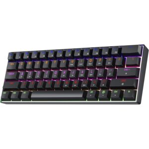 Taramico 60% Mechanical Gaming Keyboard, RGB Backlit Ultra-Compact 61 Keys Wired Mini Keyboard, Anti-Ghosting, Portable Small Keyboard for PC, Mac, Laptop, Office & Gaming, Black -35%