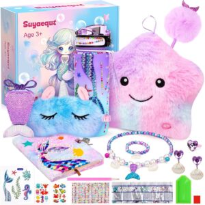 Suyaequt Mermaid Toys Gifts for Girls Age 4-6 7 8 9 10, Unique Girls Birthday Gifts Set with Locked Diary, Kids Purse, Plush Light Up Star Pillow, DIY Water Bottle Kits, for Christmas -30%