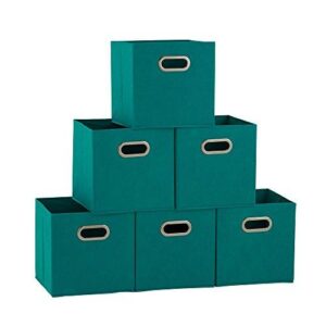 布艺收纳盒6只装(11寸/可折叠/带把手/可堆叠/水蓝) 67%OFF