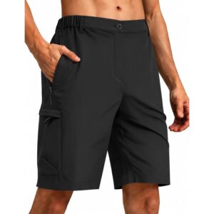 Balanoon Men's Hiking Cargo Shorts 9" Lightweight Outdoor Shorts for Men Trip Golf Camping Tactical Casual with 6 Zipper Pockets Black -50%